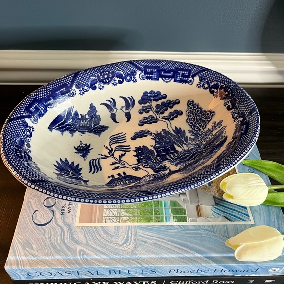 Vintage Blue Willow 10" Oval Serving Platter marked in black “JAPAN” - Picture 3 of 5